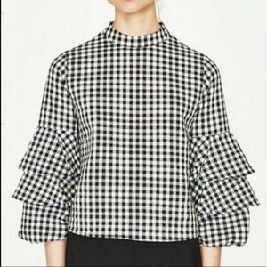 Zara Basics Gingham Top
